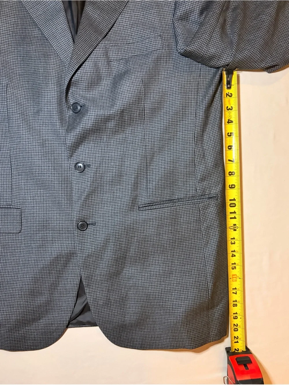 Gianfranco Ruffini Italy Mens 42L Wool Houndstooth Blazer Sport Coat Gray Black